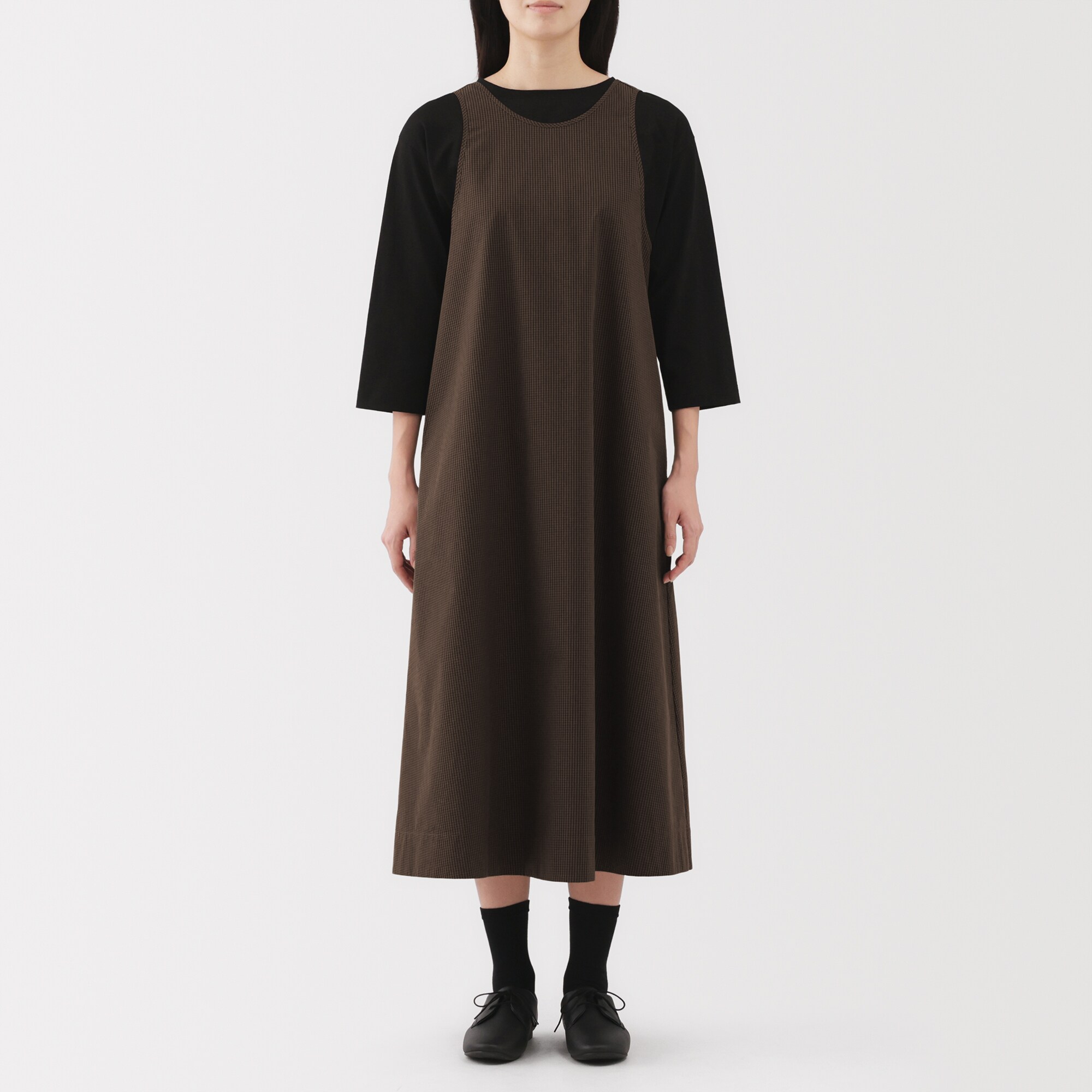 婦人　乾きやすい　ブロードスリーブレスワンピース