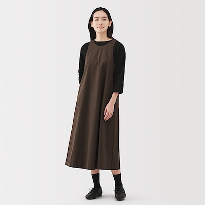 婦人　乾きやすい　ブロードスリーブレスワンピース