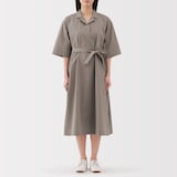 婦人　乾きやすい　ブロード七分袖ワンピース