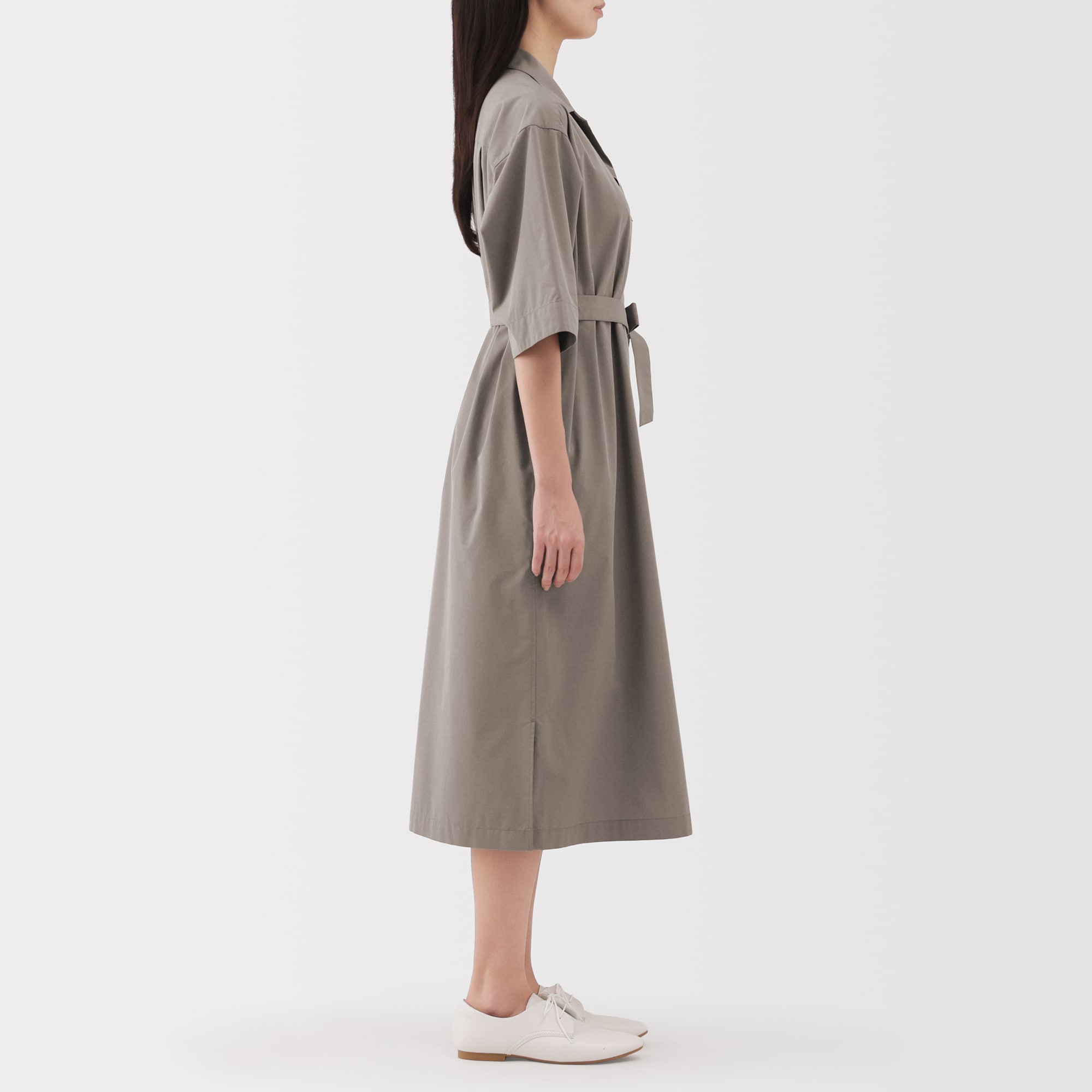 婦人 乾きやすい ブロード七分袖ワンピース | 無印良品