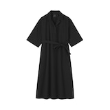 婦人　乾きやすい　ブロード七分袖ワンピース