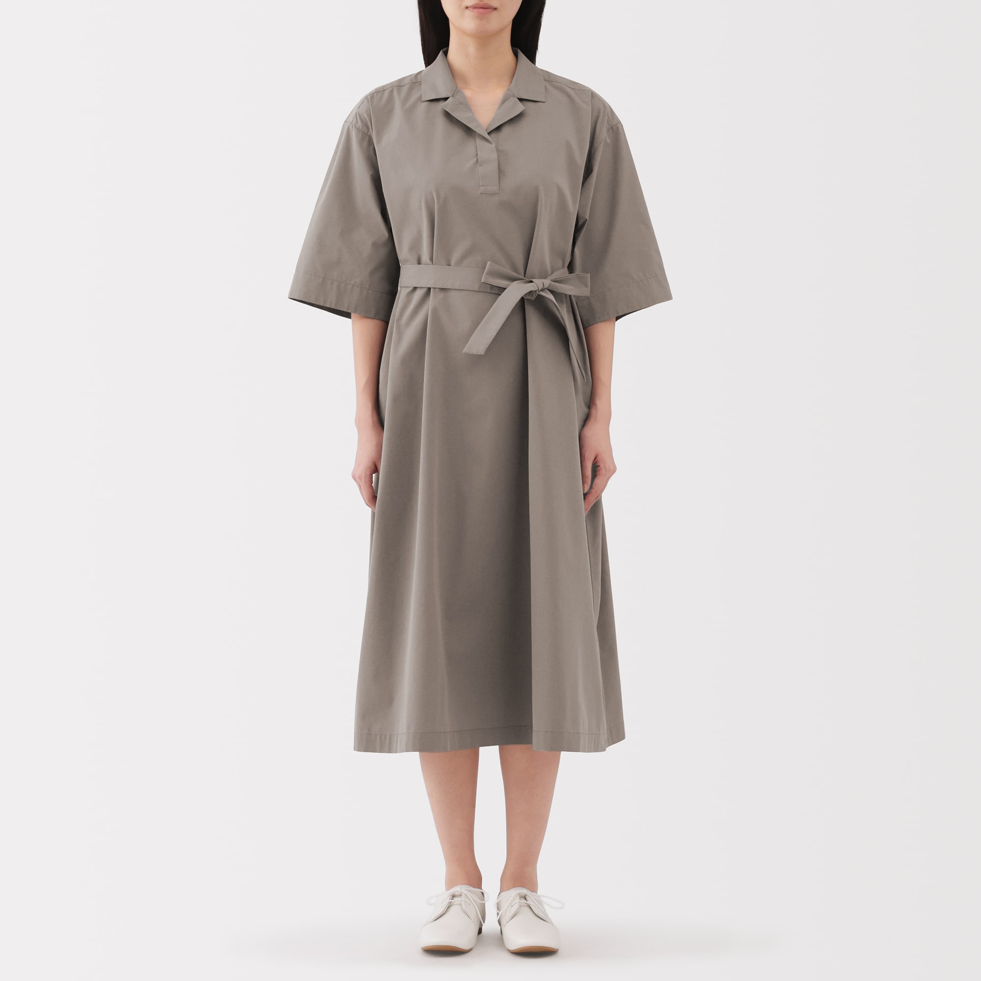 婦人 乾きやすい ブロード七分袖ワンピース | 無印良品