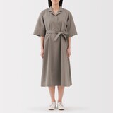 婦人　乾きやすい　ブロード七分袖ワンピース