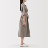 婦人　乾きやすい　ブロード七分袖ワンピース