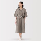 婦人　乾きやすい　ブロード七分袖ワンピース