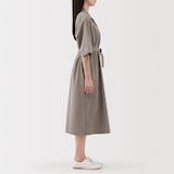 婦人　乾きやすい　ブロード七分袖ワンピース