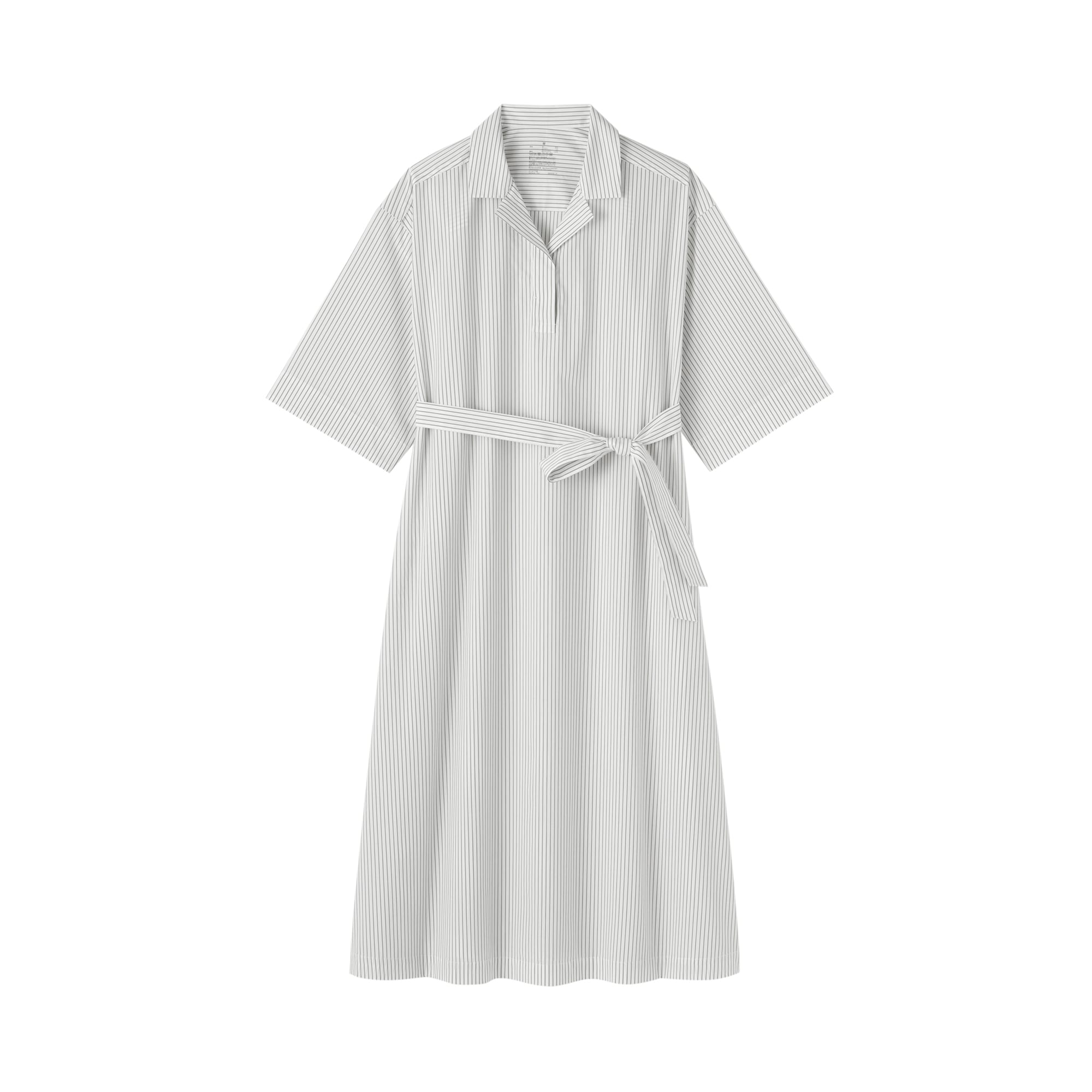 婦人　乾きやすい　ブロード七分袖ワンピース