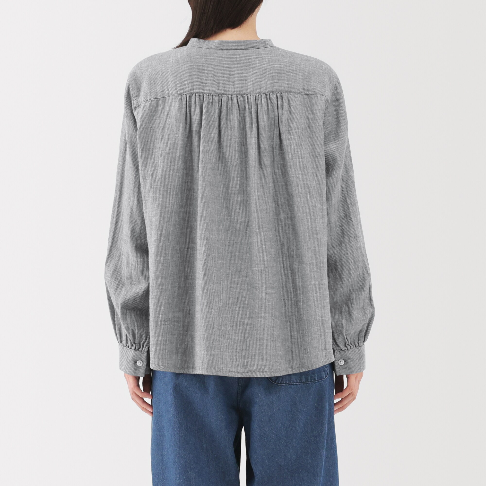 婦人　カポック混二重ガーゼ長袖ブラウス