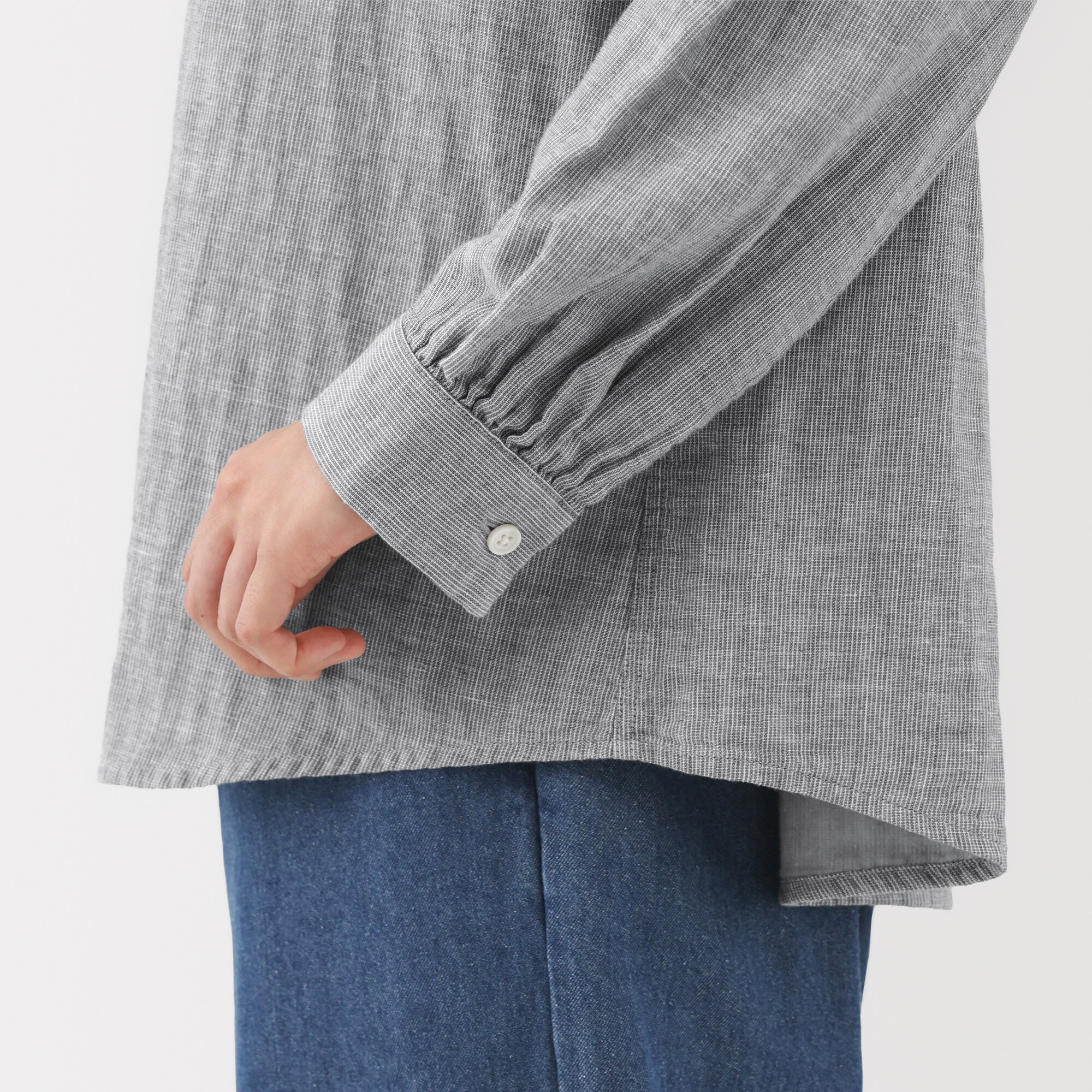 婦人　カポック混二重ガーゼ長袖ブラウス