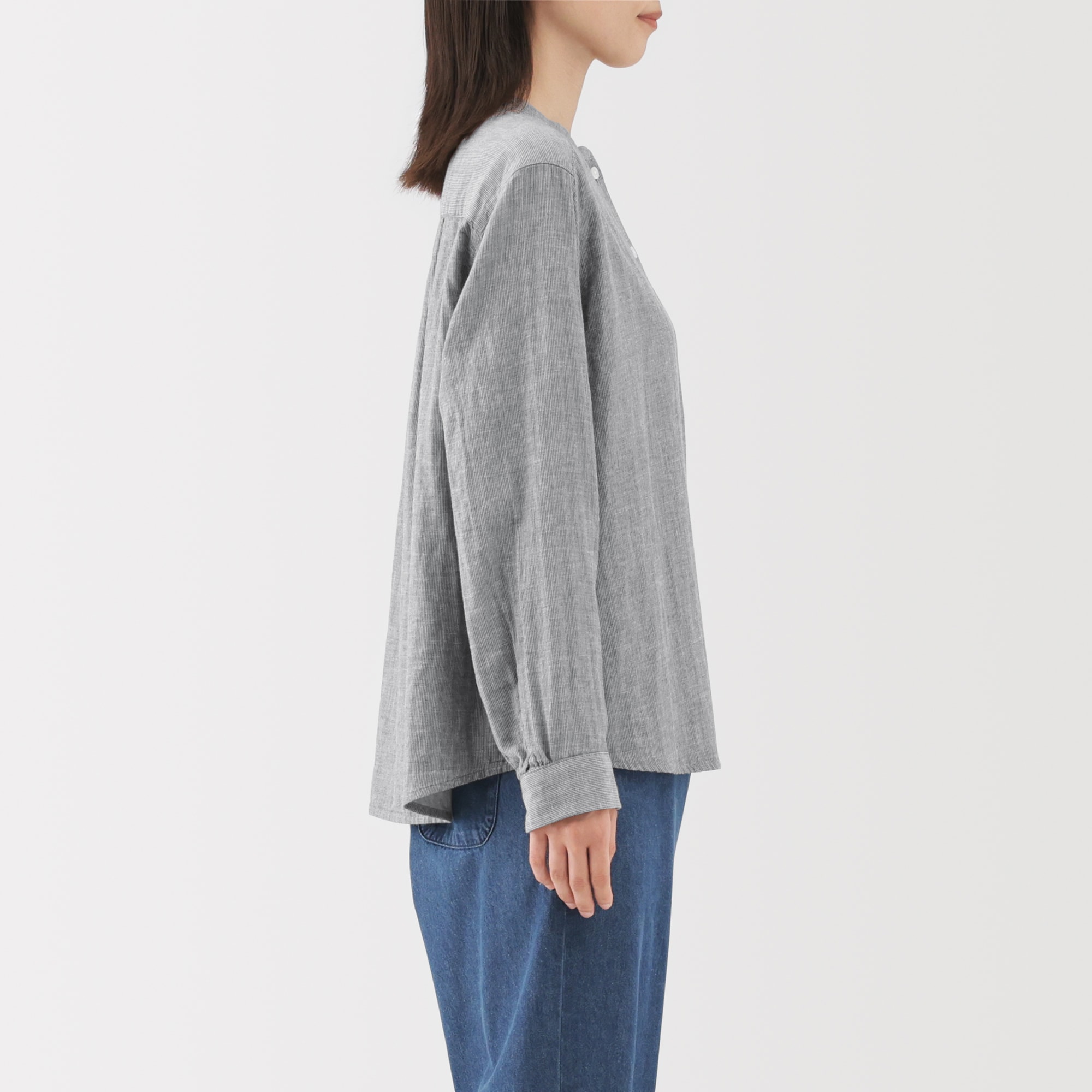 婦人　カポック混二重ガーゼ長袖ブラウス