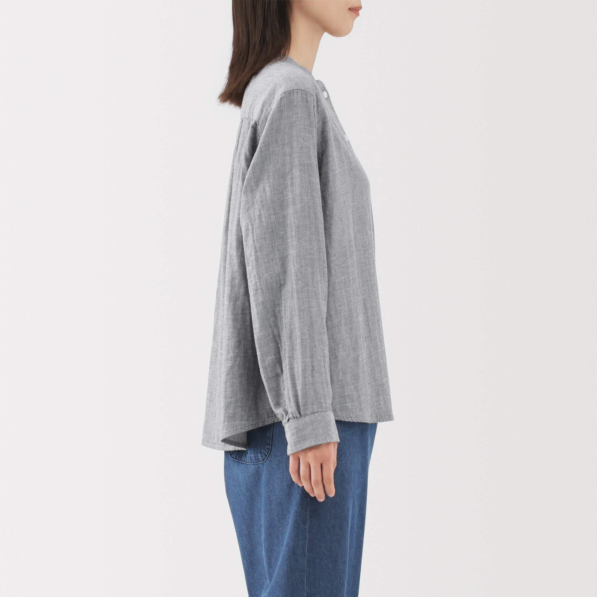 婦人　カポック混二重ガーゼ長袖ブラウス