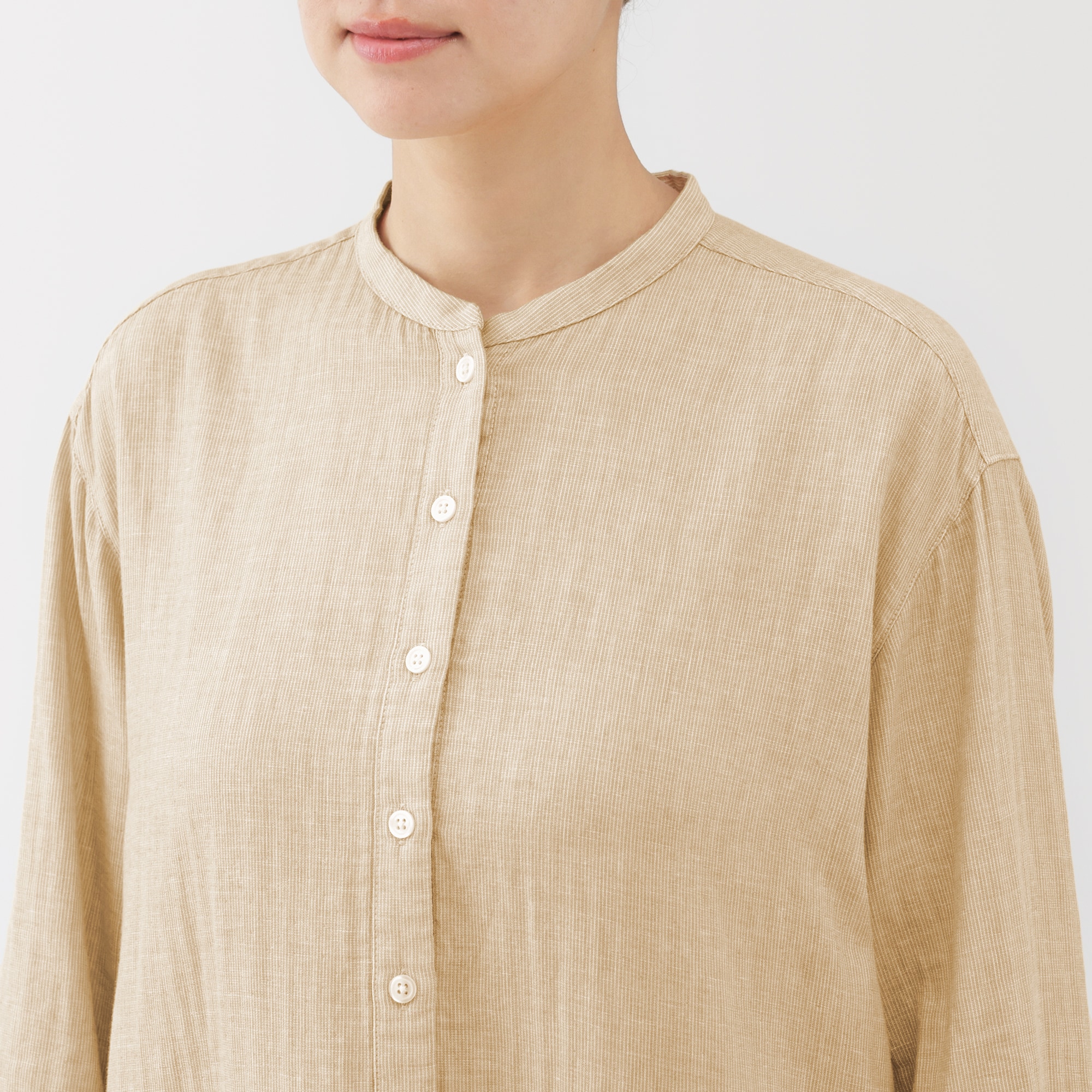 婦人　カポック混二重ガーゼ長袖ワンピース