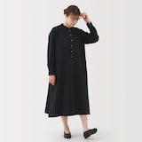 婦人　カポック混二重ガーゼ長袖ワンピース