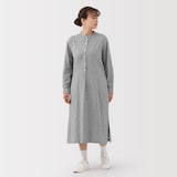 婦人　カポック混二重ガーゼ長袖ワンピース