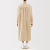 婦人　カポック混二重ガーゼ長袖ワンピース