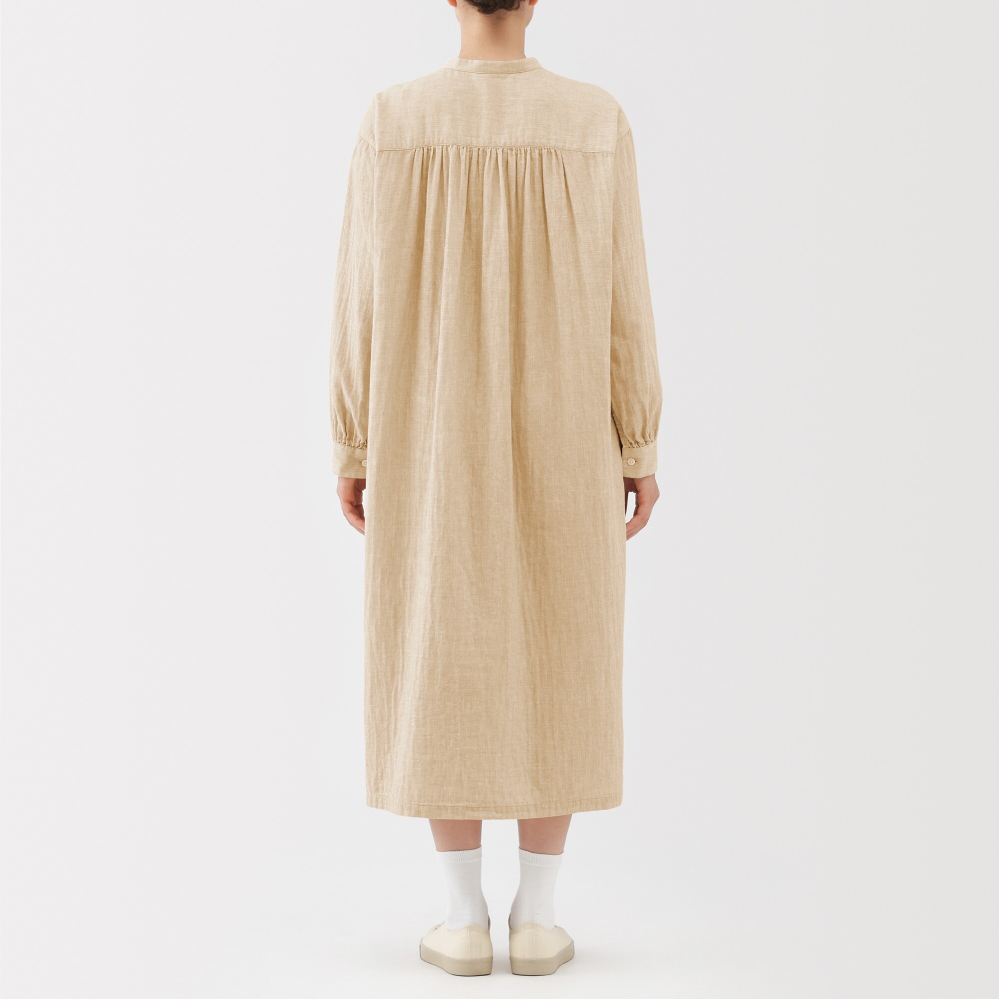 婦人　カポック混二重ガーゼ長袖ワンピース