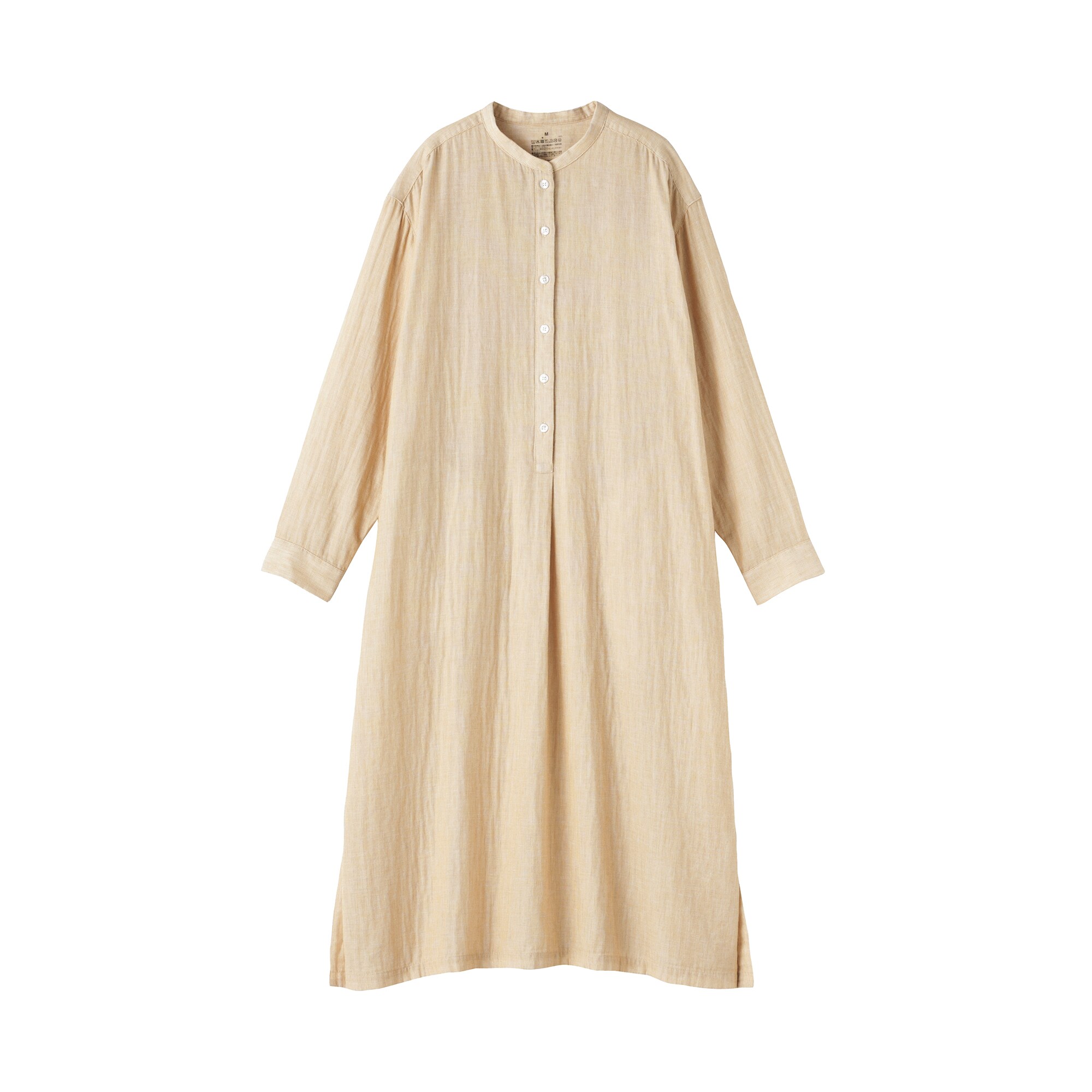 婦人　カポック混二重ガーゼ長袖ワンピース