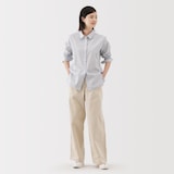 婦人　洗いざらし　ブロードレギュラーカラー長袖シャツ