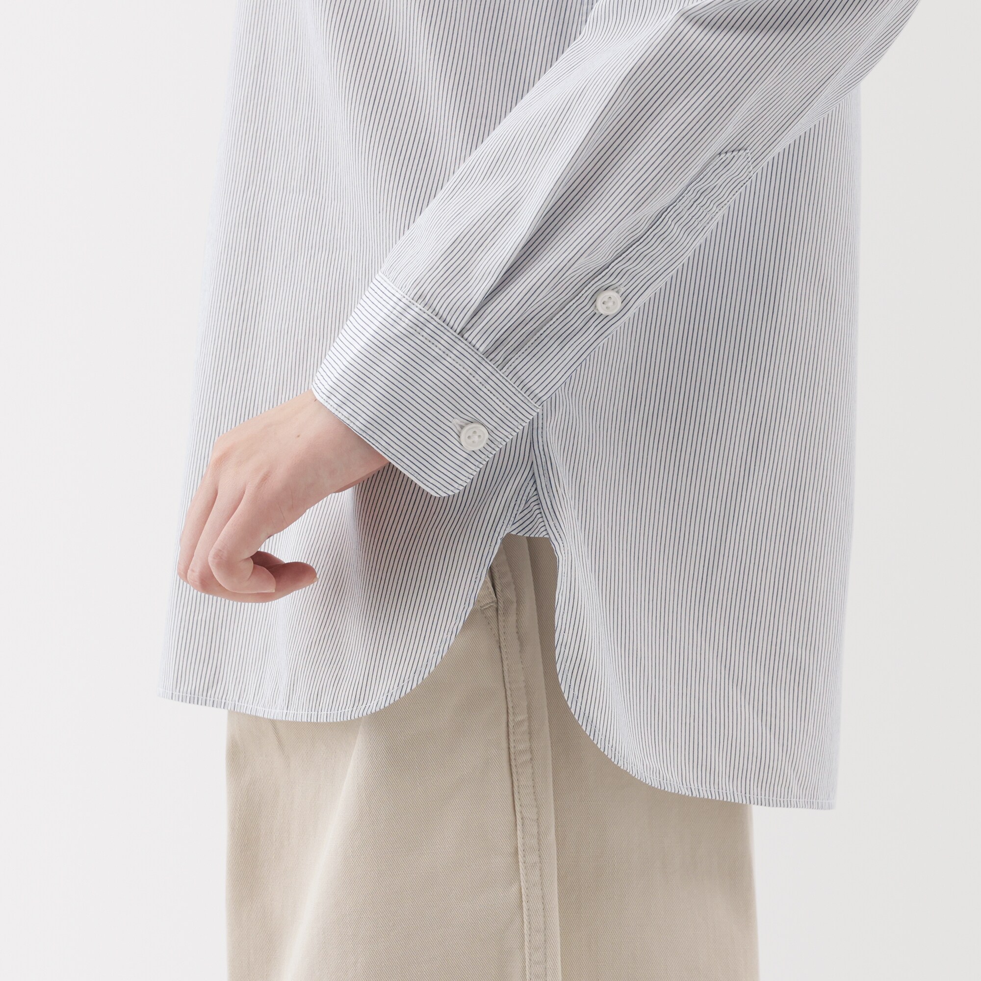 婦人　洗いざらし　ブロードレギュラーカラー長袖シャツ