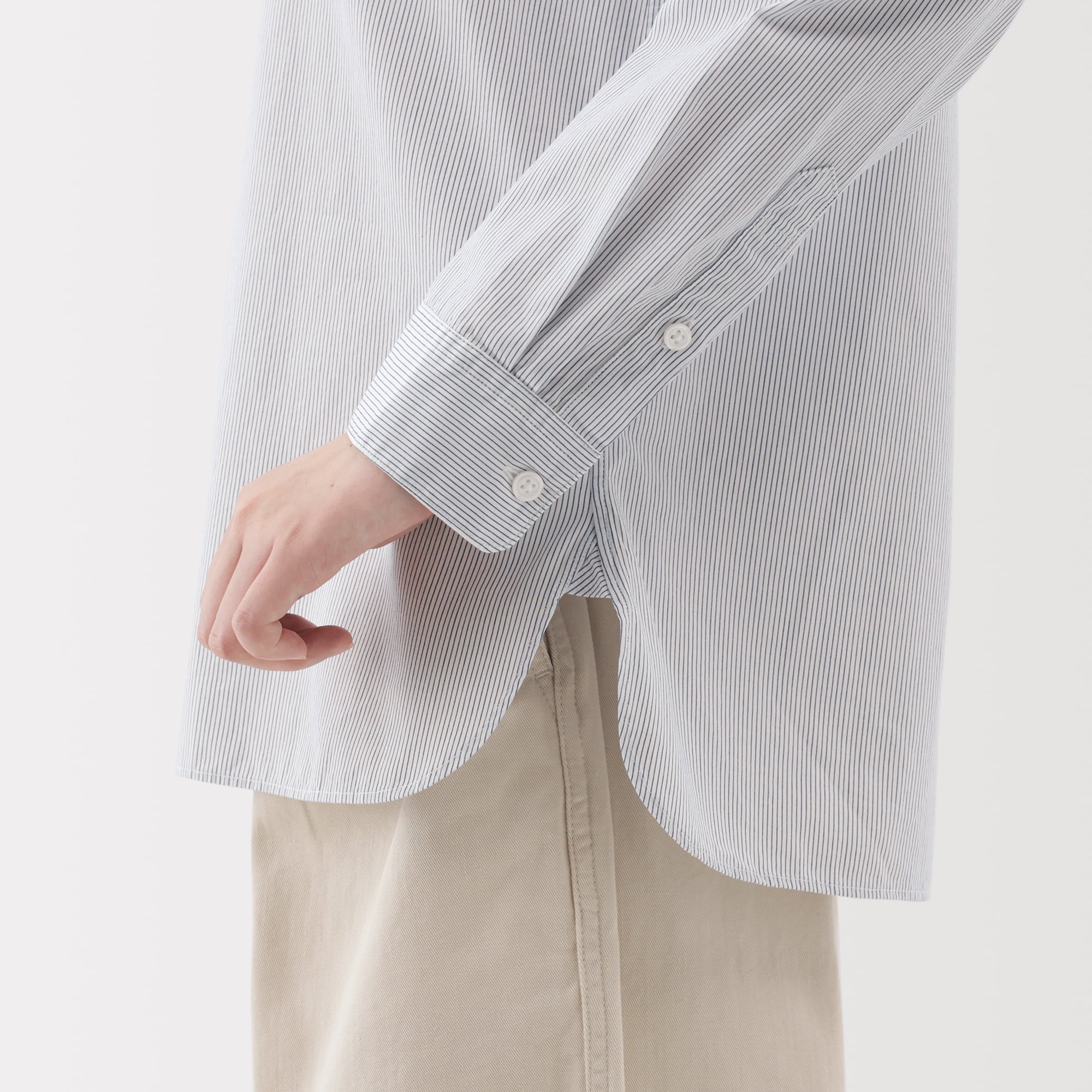 婦人　洗いざらし　ブロードレギュラーカラー長袖シャツ