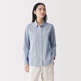 婦人　洗いざらし　ブロードレギュラーカラー長袖シャツ