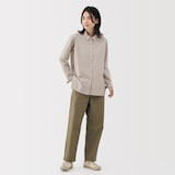 婦人　洗いざらし　ブロードレギュラーカラー長袖シャツ