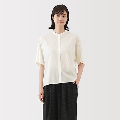 【７月中旬発売予定】婦人　なめらか　リヨセル混五分袖ブラウス