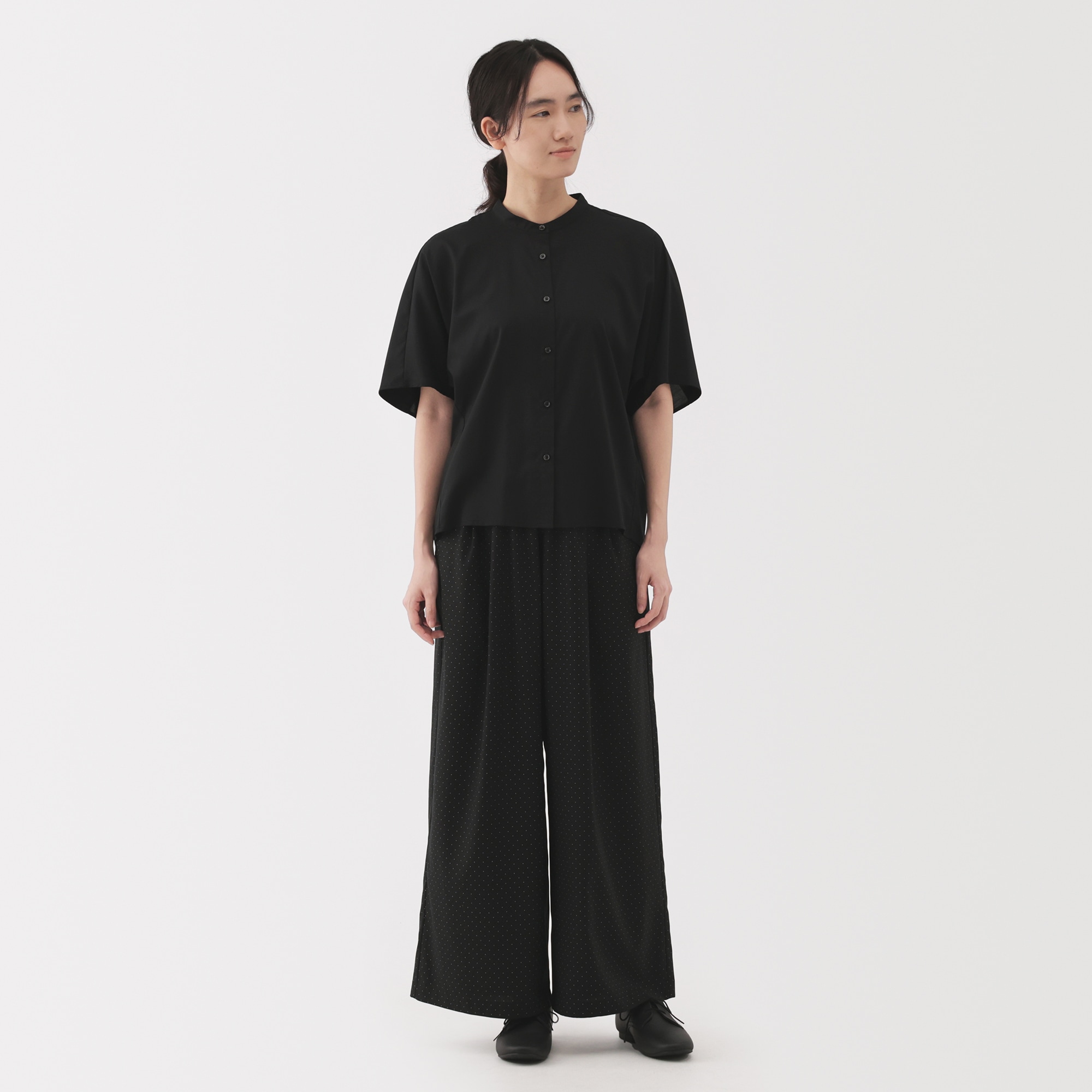 婦人　なめらか　リヨセル混五分袖ブラウス