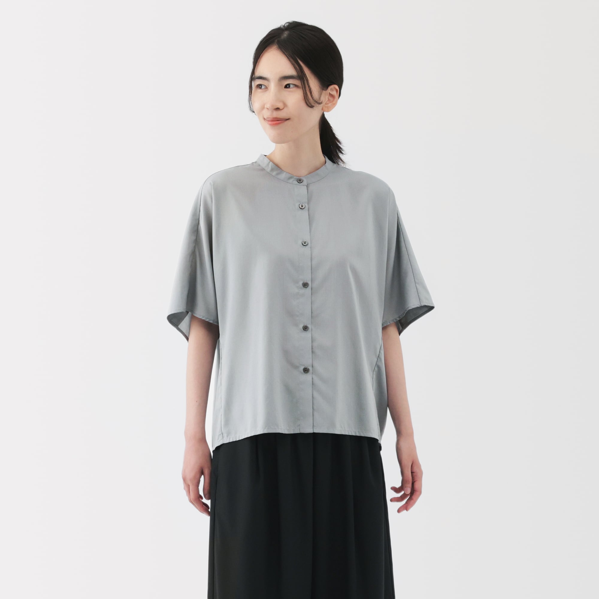 婦人　なめらか　リヨセル混五分袖ブラウス