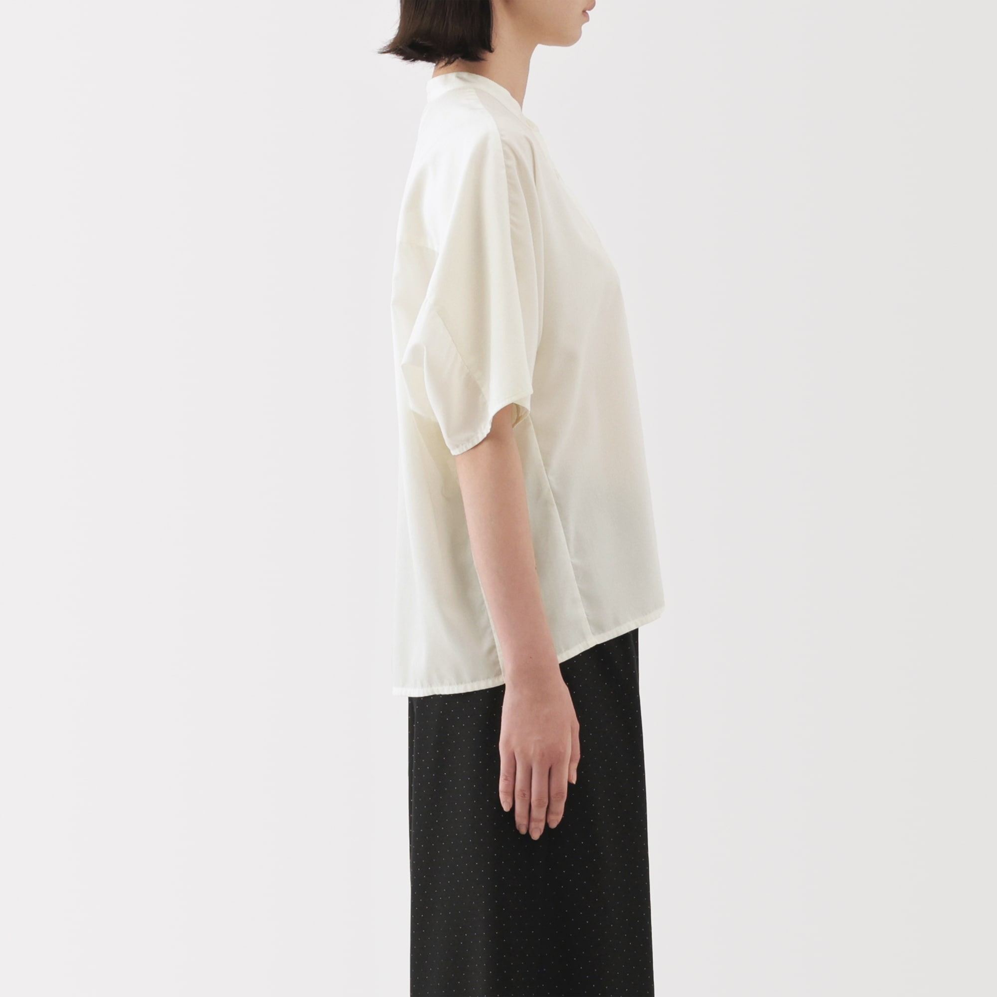 婦人　なめらか　リヨセル混五分袖ブラウス