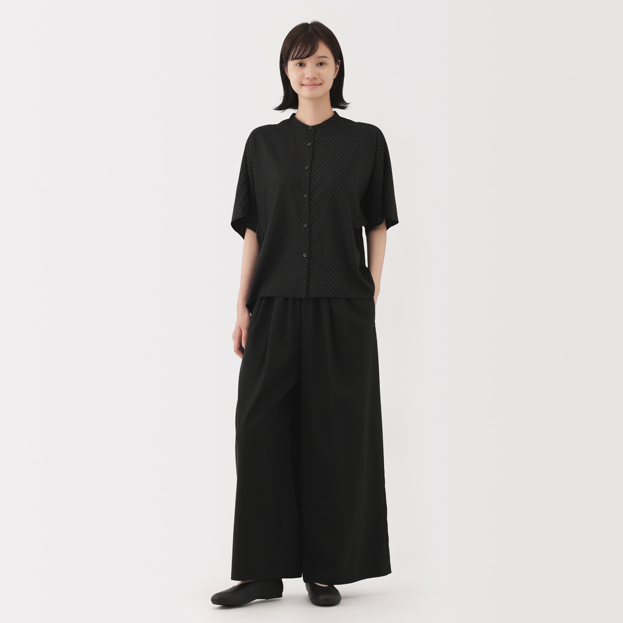 婦人　なめらか　リヨセル混五分袖ブラウス