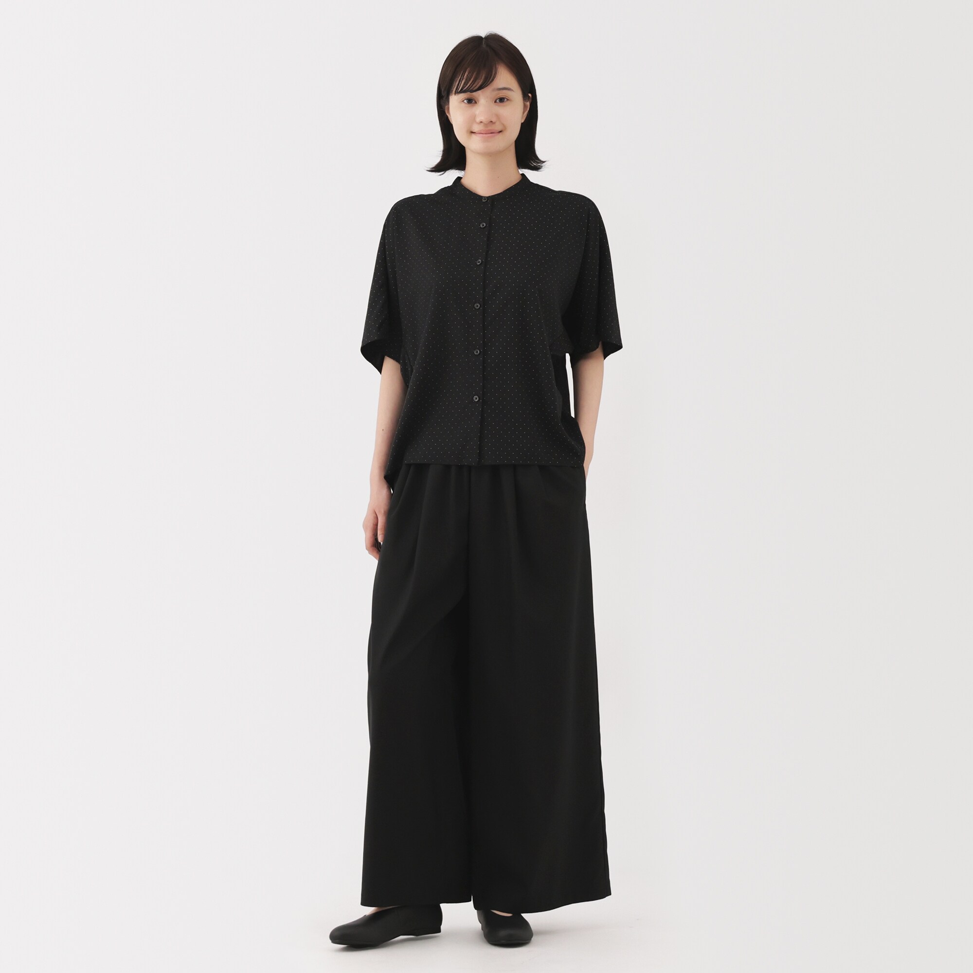 婦人　なめらか　リヨセル混五分袖ブラウス