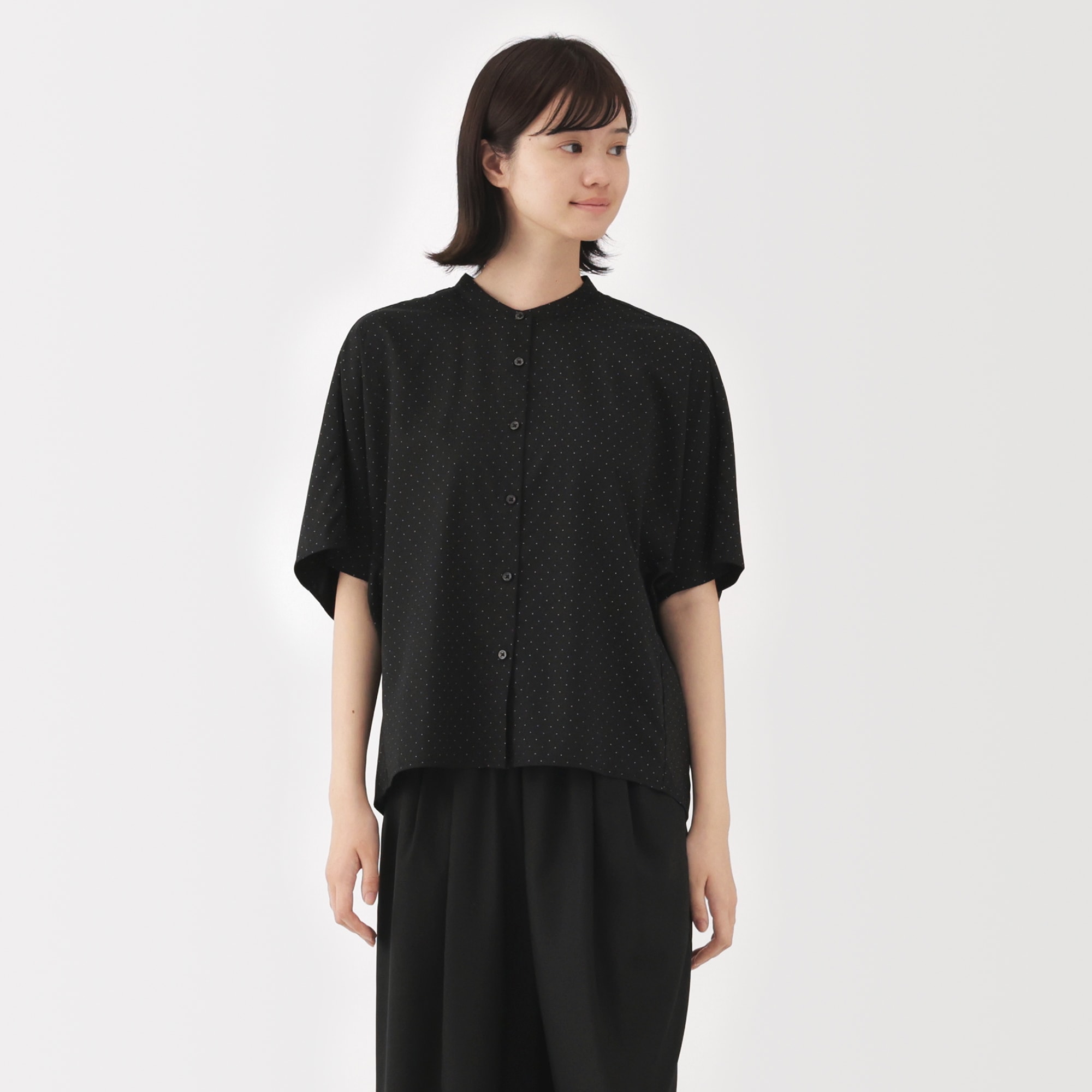 婦人 なめらか リヨセル混五分袖ブラウス | 無印良品