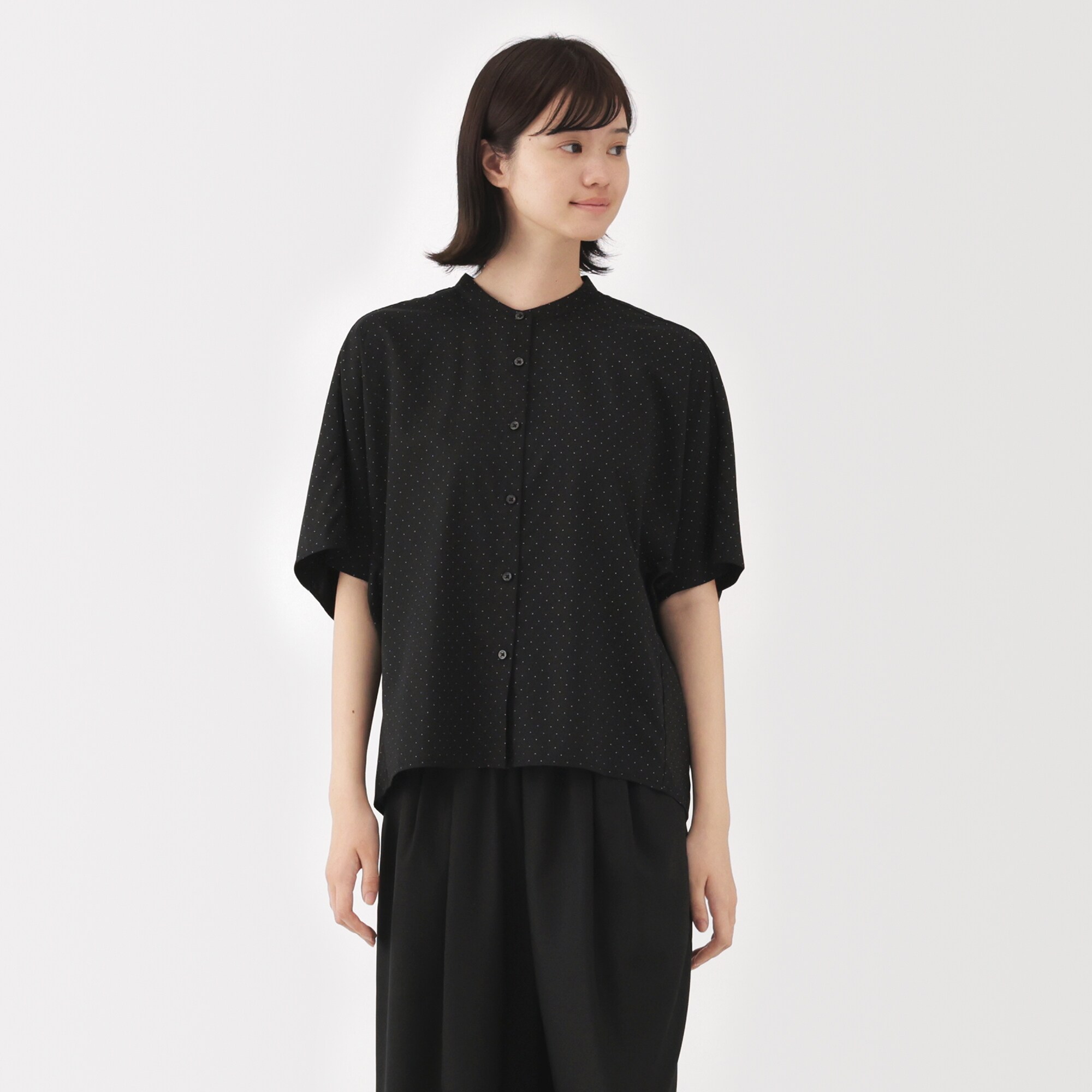 婦人　なめらか　リヨセル混五分袖ブラウス