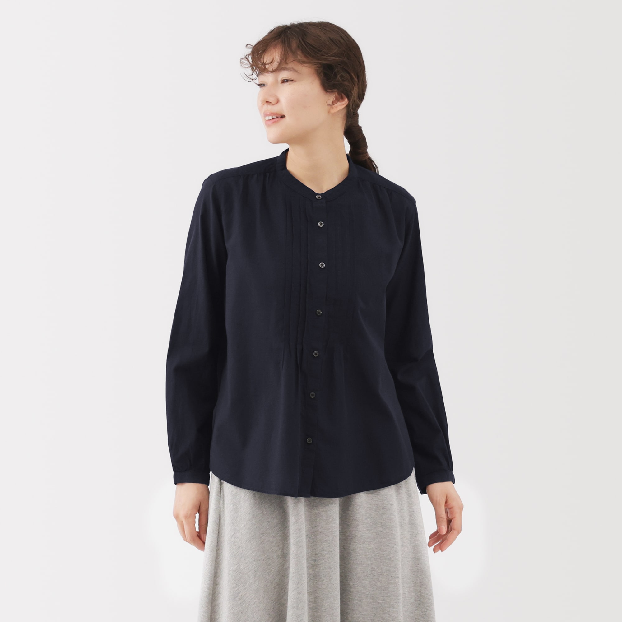 婦人　綿ボイル長袖ブラウス