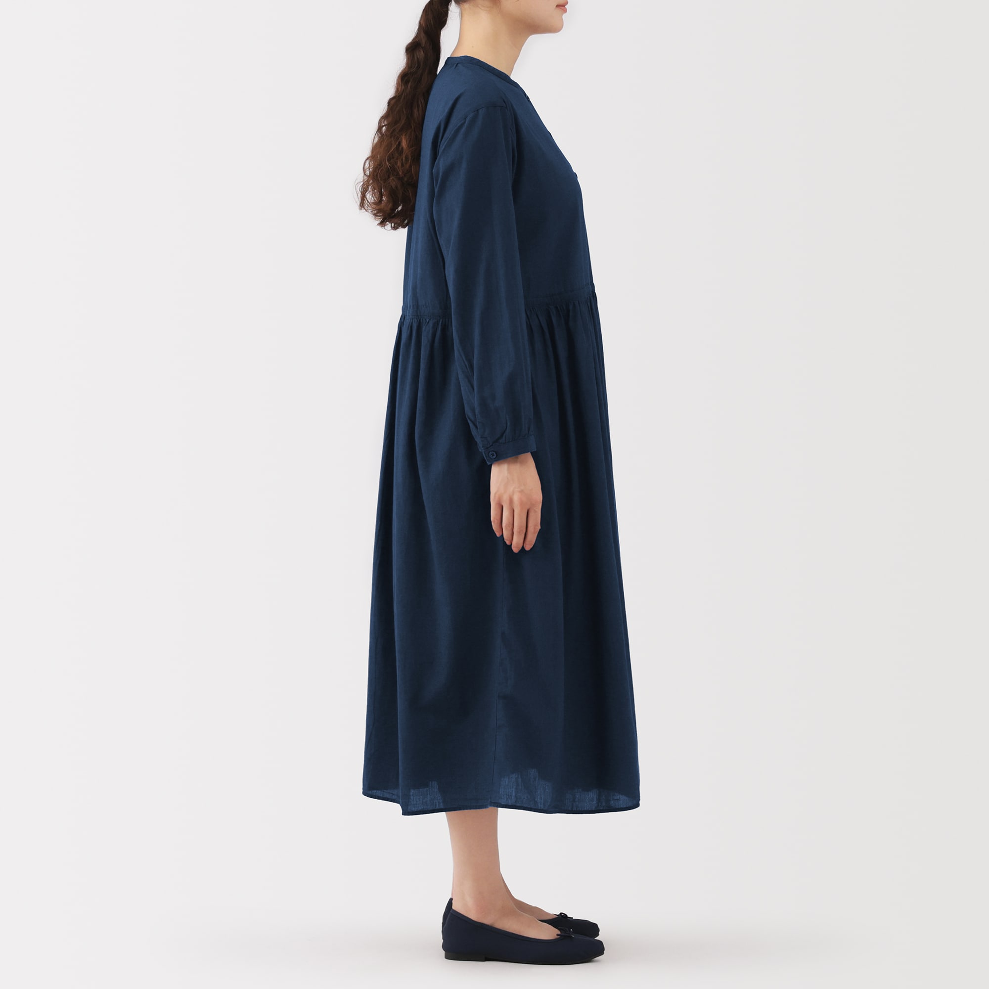 【極美品】45R umii インディゴ染め フランネル起毛 ワンピース 近年✨45R 45rpm インディゴ 藍染 カットソーワンピース ロング