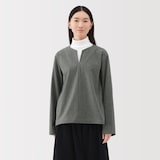 婦人　縦横ストレッチ起毛プルオーバー長袖ブラウス