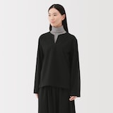 婦人　縦横ストレッチ起毛プルオーバー長袖ブラウス