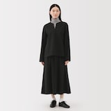 婦人　縦横ストレッチ起毛プルオーバー長袖ブラウス