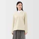 婦人　縦横ストレッチ起毛プルオーバー長袖ブラウス