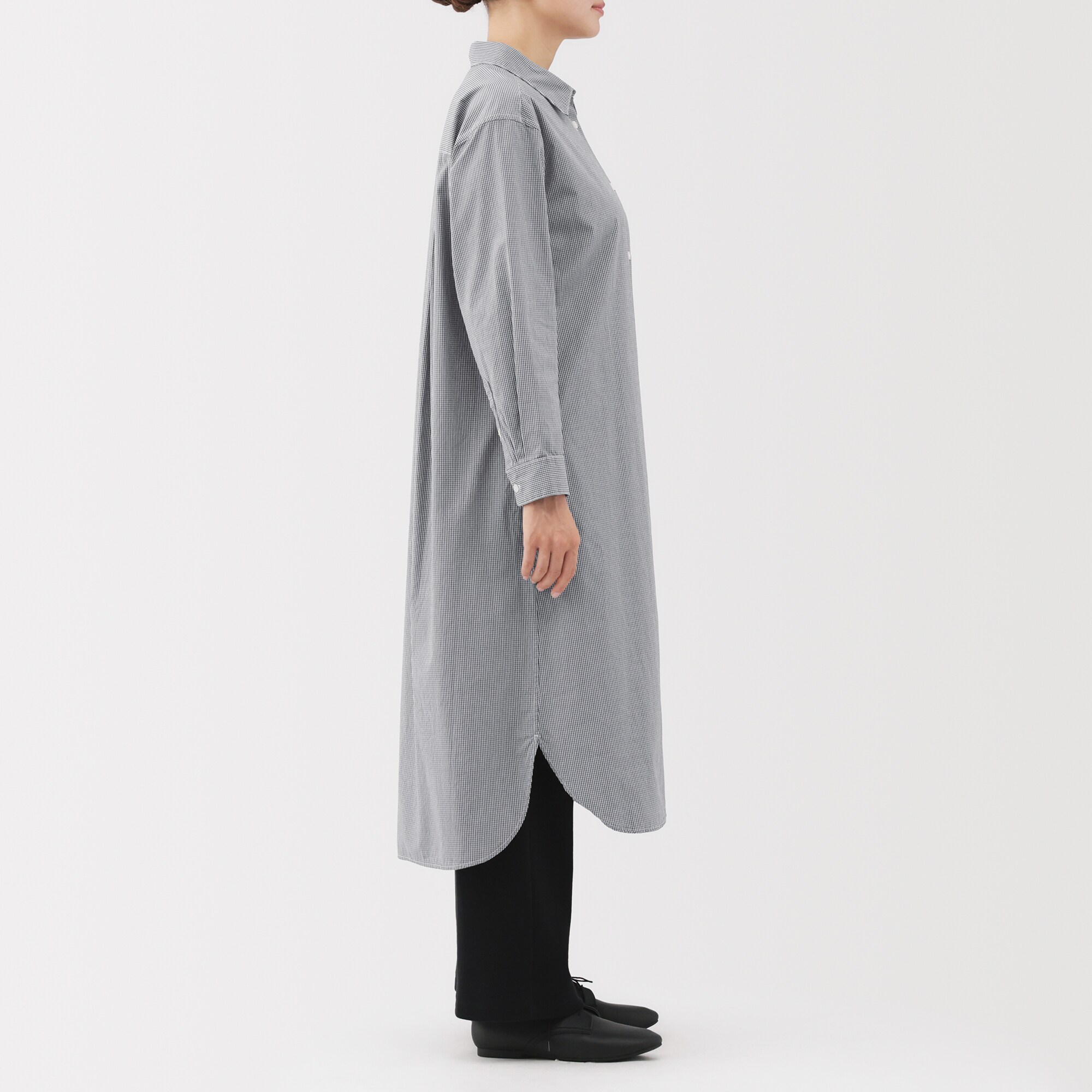 婦人 洗いざらし ブロード長袖シャツワンピース | 無印良品