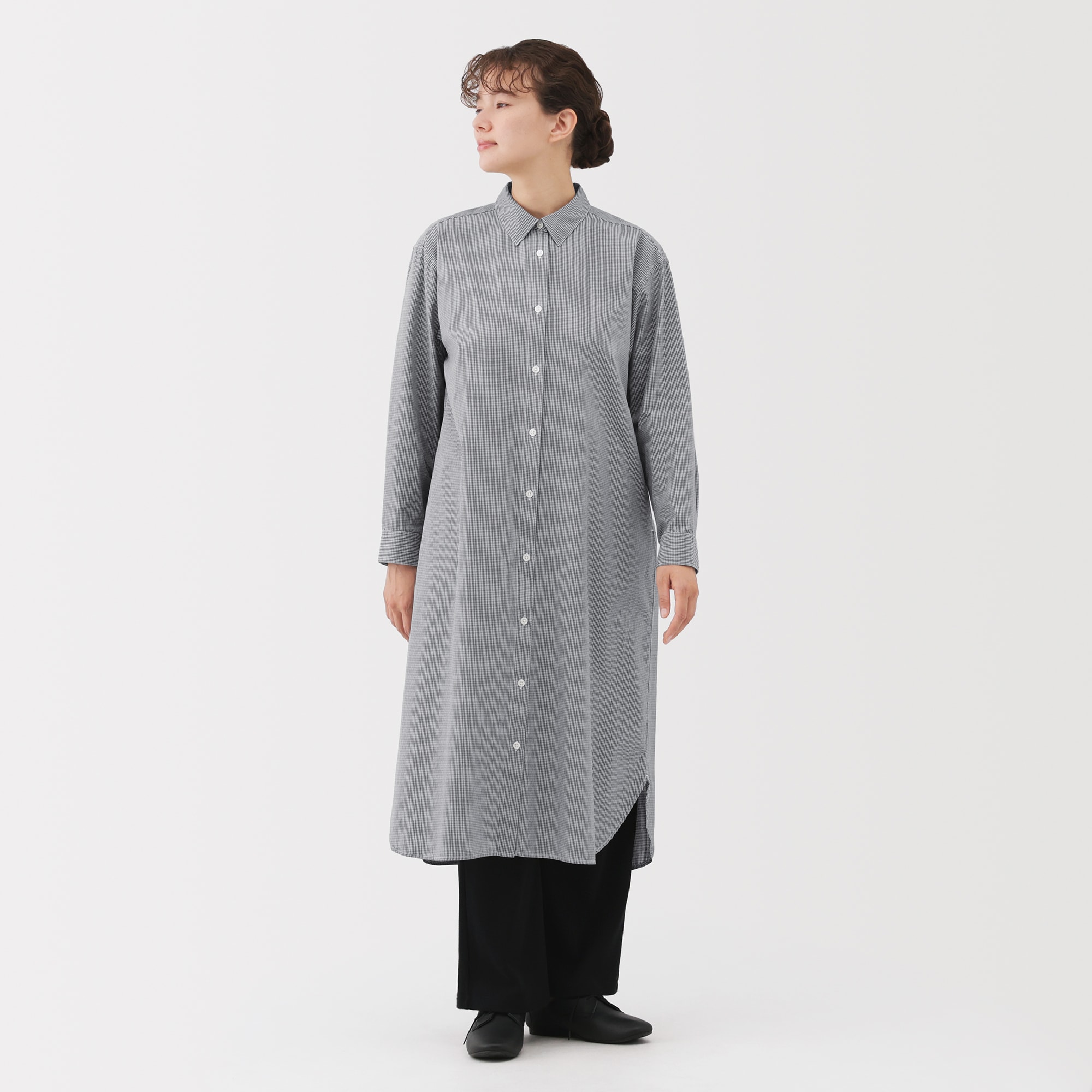 婦人 洗いざらし ブロード長袖シャツワンピース | 無印良品