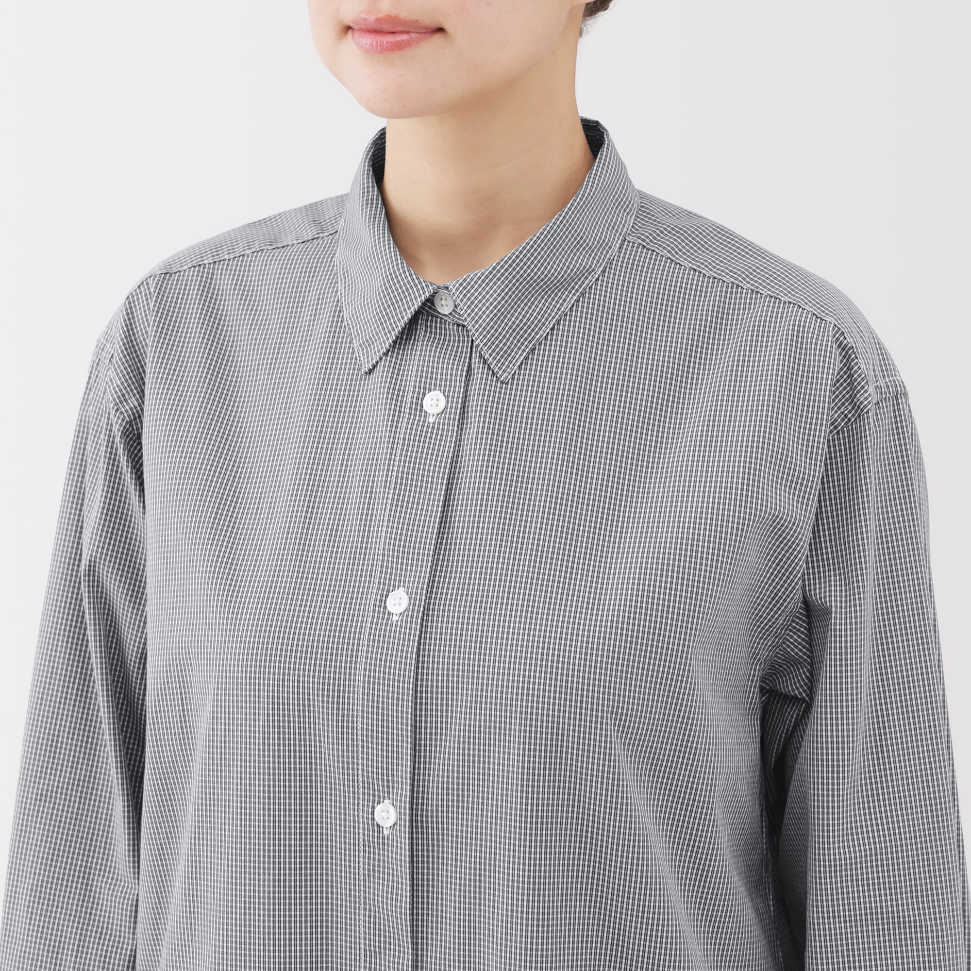 婦人 洗いざらし ブロード長袖シャツワンピース | 無印良品