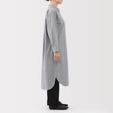 婦人　洗いざらし　ブロード長袖シャツワンピース