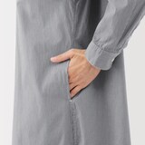 婦人　洗いざらし　ブロード長袖シャツワンピース
