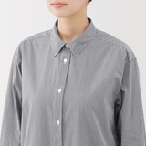 婦人　洗いざらし　ブロード長袖シャツワンピース