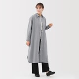 婦人　洗いざらし　ブロード長袖シャツワンピース