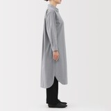 婦人　洗いざらし　ブロード長袖シャツワンピース
