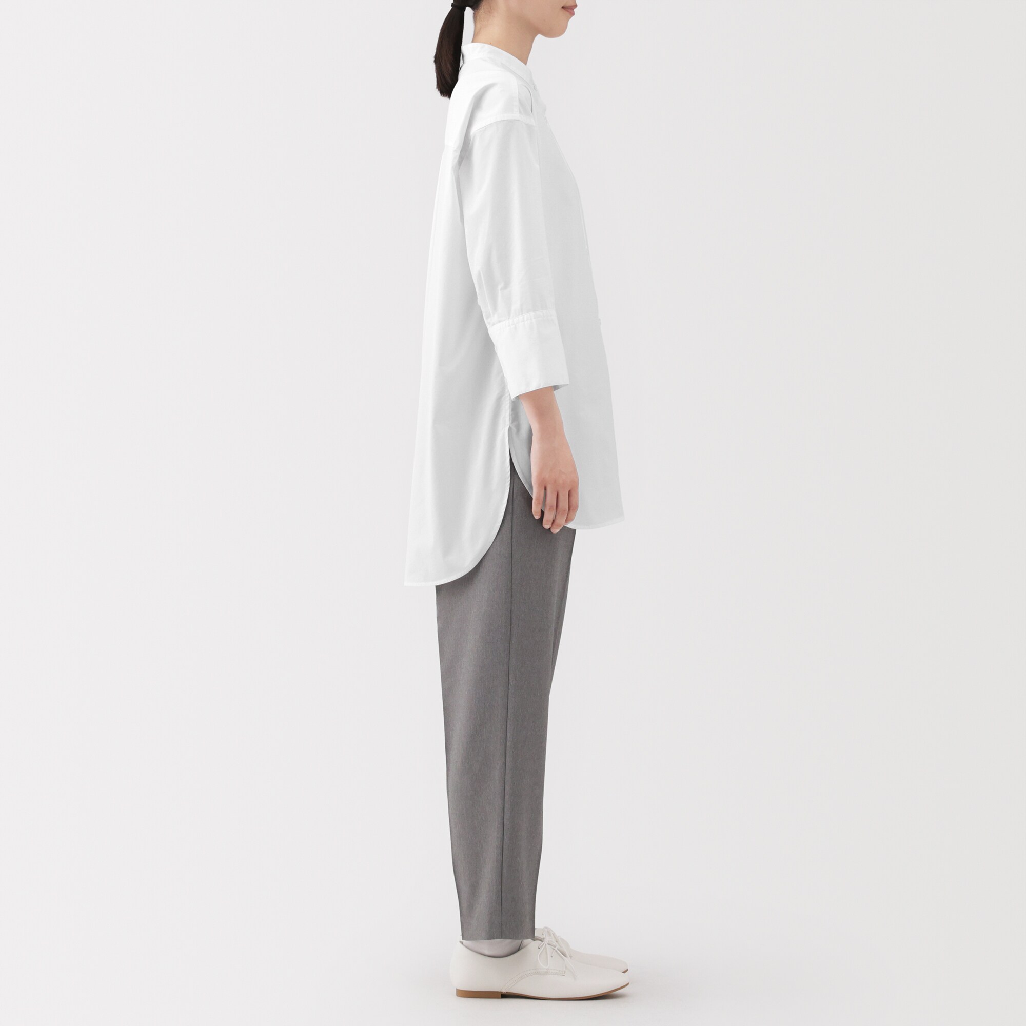 婦人 乾きやすい ブロード七分袖シャツチュニック | 無印良品