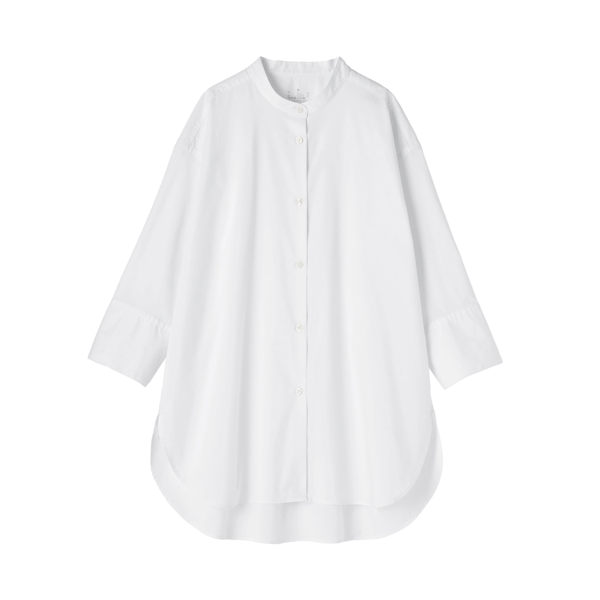 婦人　乾きやすい　ブロード七分袖シャツチュニック